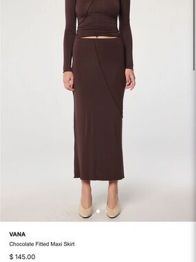 The Line by K Chocolate Brown Fitted Maxi Skirt